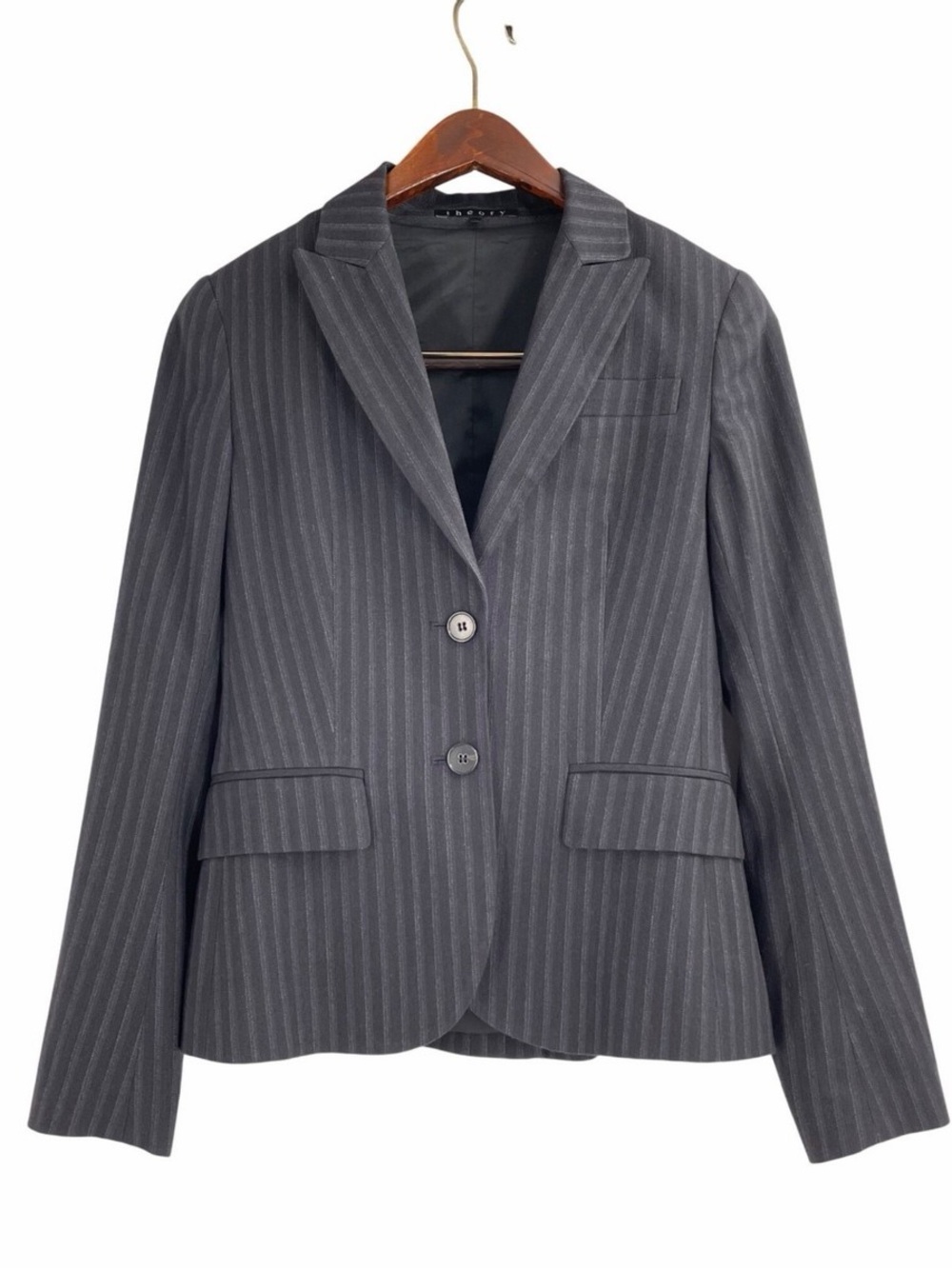 Theory Women's Gray Pinstripe Blazer